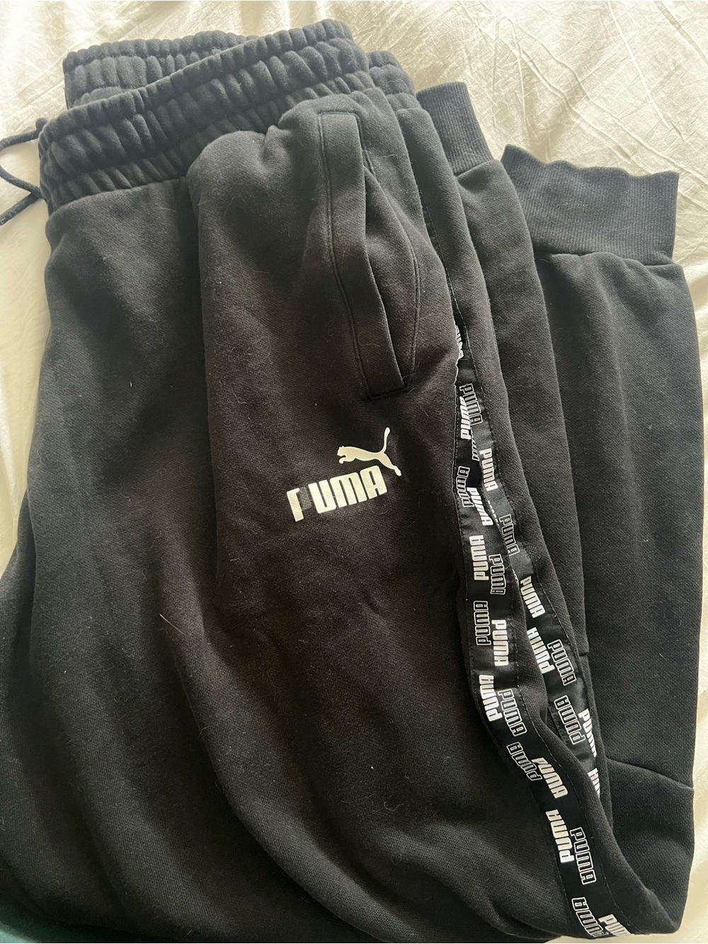 Puma Black Joggers with Logo Tape